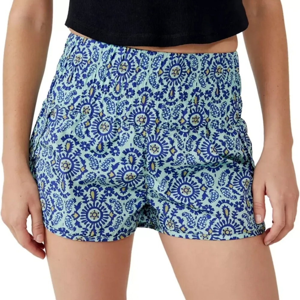 NWT Free People Movement The Way Home Shorts in Turquoise Mint Combo